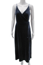 Jenny Yoo Collection Womens Wrap Dress Blue VNeck Sleeveless Full-Length Size 0