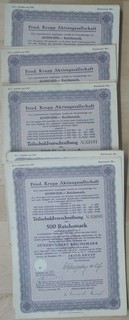 500 RM TSV 1939: 100 x Fried. Krupp AG Essen 4 1/2 % Teilschuldverschreibung ü