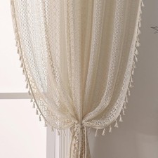 2 curtains, lace curtains 63 inches long, with rod pocket design,