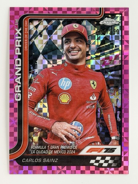2025 Topps Chrome F1 #95 Carlos Sainz GP Winner Pink Checker /250 Ferrari