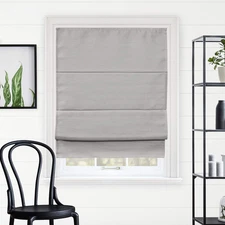 Roman Shades - Blackout Window Treatments, 35" W X 64" H, Del Mar Pearl Grey