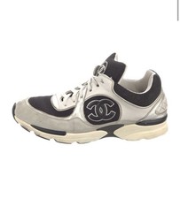 CHANEL INTERLOCKING CC LOGO SUEDE ATHLETIC SNEAKERS 38.5