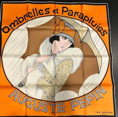Authentic VTG. TED LAPIDUS, PARIS Silk Scarf In Orig Sleeve - Auguste Pepin Art