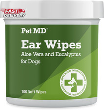 Pet MD - Dog Ear Cleaner Wipes - Otic Cleanser for Dogs to Stop Ear Itching, and