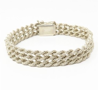 Bracciale NYJEWEL argento sterling 925 tre corde larghezza 10 mm 7 75" 27 6 g