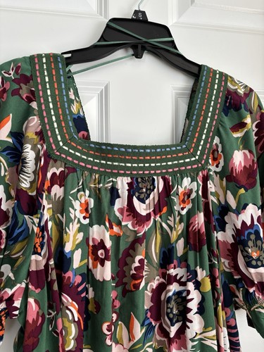 Style & Co Damen Top Übergröße Blütengrün Häkel Eckiger Ausschnitt Blumen Bluse - Bild 4 von 6