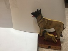 2 Handmade Wooden Handpainted Free-Standing BELGIAN MALINOIS Ornaments/Magnets