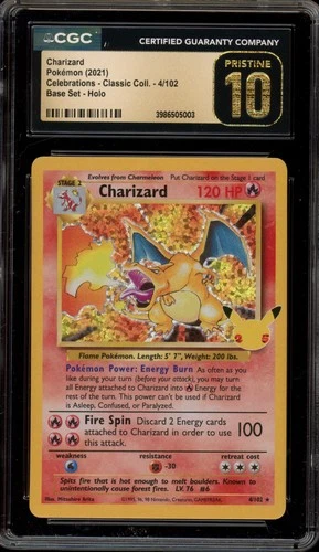 Pokemon Charizard Celebrations Classic Coll. Base Set Holo #4 CGC 10 Pristine
