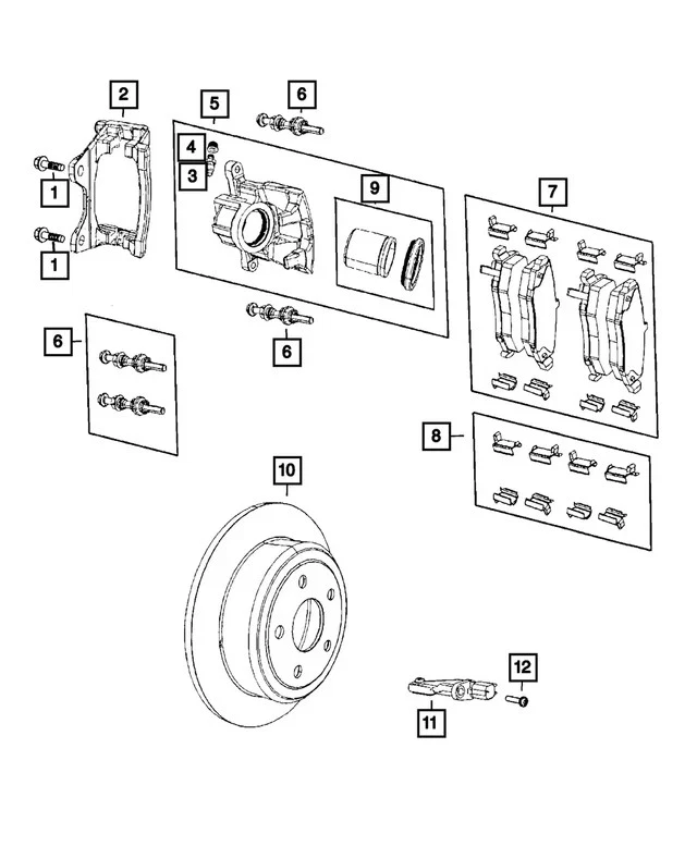 GENUINE Mopar Jeep Wrangler 2018 - 2022 Brake Caliper Pin Kit Rear 68385240AA  - Image 3 of 3