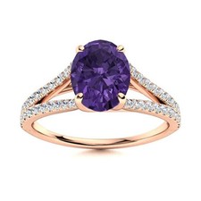 Amethyst Gemstone Solitaire with Accents New Ring Jewelry Sterling Silver