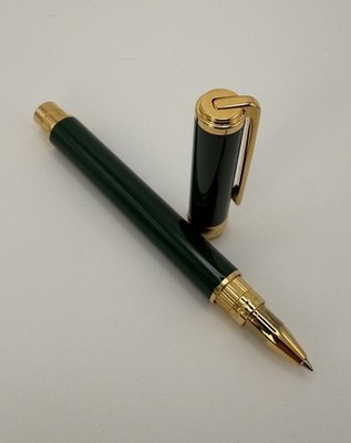 Rebecca Moss NY Enamel Hunter Green & Gold Radiance II Luxury Rollerball Ink Pen