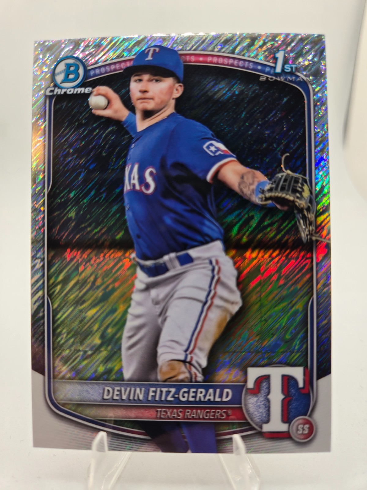 2025 Bowman Chrome Devin Fitz-Gerald 1st Shimmer Refractor #BCP-158 Rangers