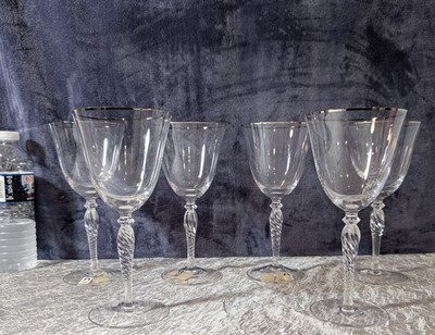 Sasaki Crystal RENAISSANCE PLATINUM Wine / Iced Tea Glasses NEW! Set Of SIX! *FS