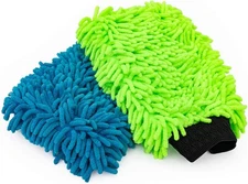 The Rag Company - Premium Chenille Microfiber 8in. x 10in., Lime Green + Blue 