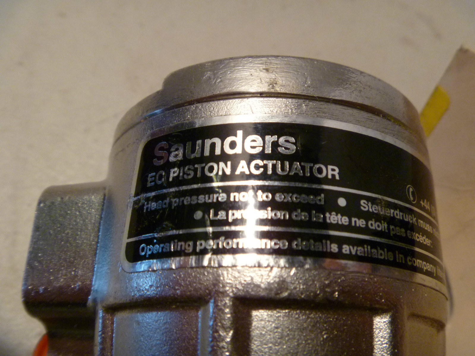 Saunders EC Piston SS Actuator 8 Bar Spring Close High Temperature New