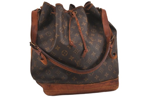 Authentic Louis Vuitton Monogram Noe Shoulder Drawstring Bag M42224 LV 7240M