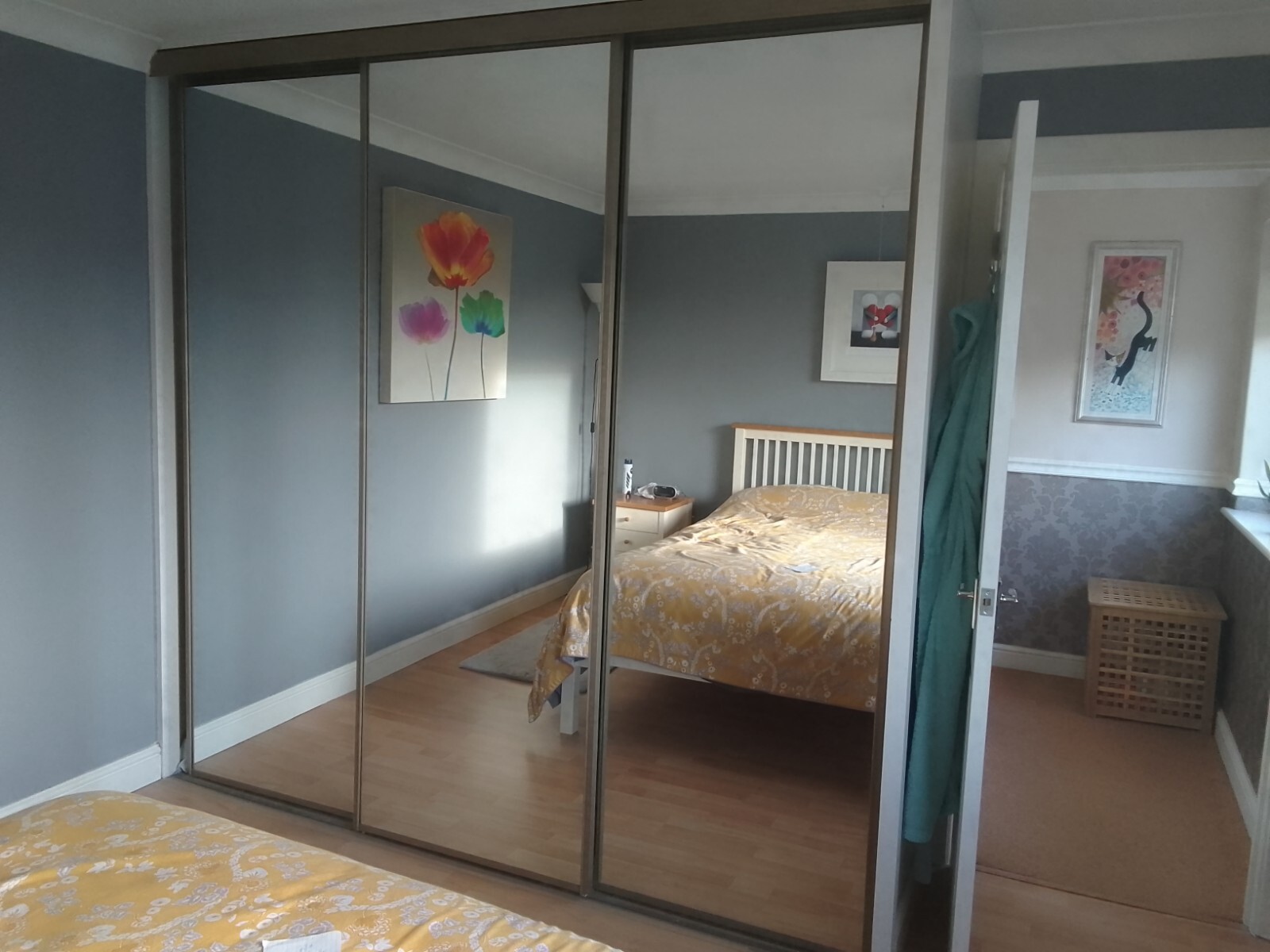 Three Mirrored Sliding Wardrobe Doors eBay