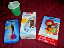 Baby Lot- Playtex VentAire Bottle Sippy cup 2 Stroller Hooks 2 Gerber Spoons