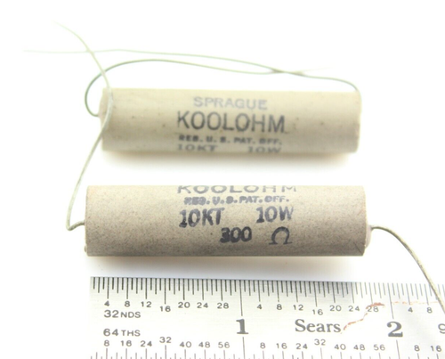 300 Ohm 10KT 10 Watt Qty 2 Vintage 1960 NOS SPRAGUE KOOLOHM Power Wire Wound - Picture 2 of 7