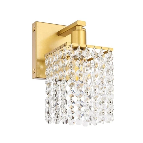 Living District Phineas 1-Light Mid-Century Metal Wall Sconce in Brass and Clear - Picture 7 of 7