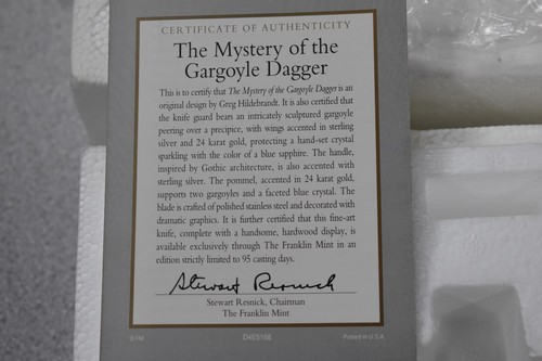 FRANKLIN MINT GARGOYLE DAGGER SILVER GOLD # 9 - Picture 8 of 9