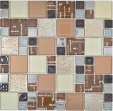 Mosaico Specchio Piastrelle Mosaico Argento Braun Parete Cucina Bagno 88-1317_F