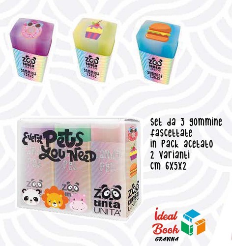Set 3 Gomme Every Pets You Need - Tinta Unita Zoo Animali (1 PEZZO)