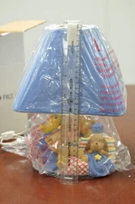 Vintage Pillow Sleeping Pals Puppy Bears Moon Night Kids Room Lamp NEW