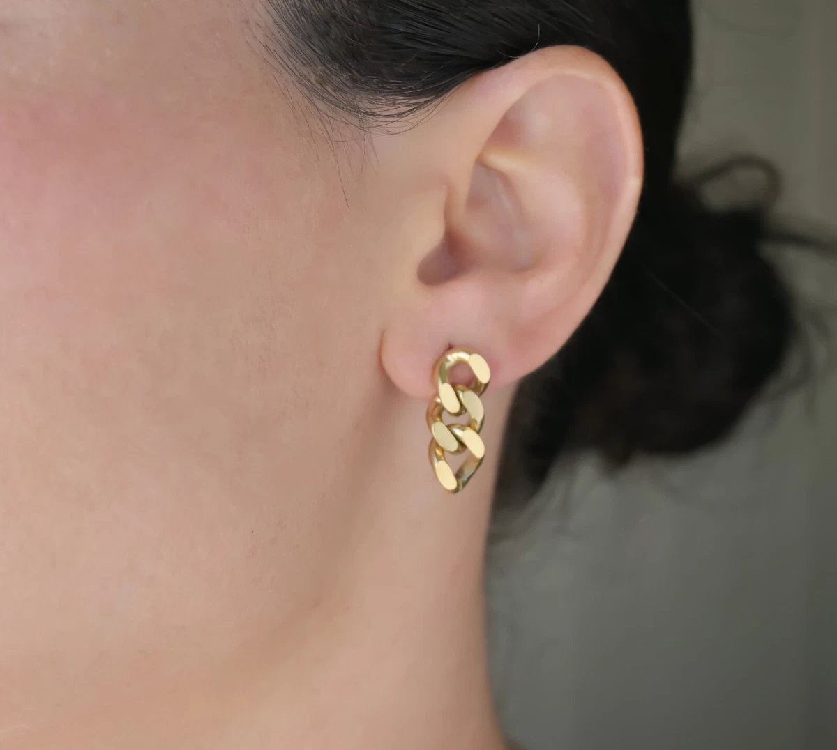 Cuban link sale earrings