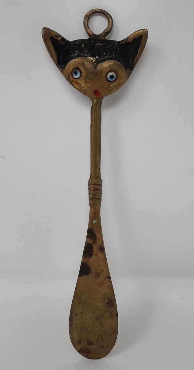 Vintage Brass Enamel Cat Shoe Horn designed by Walter Bosse FREE