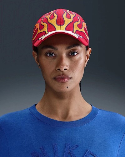 New Nike Club Cap Structured OG Flame Cap Hat Gym Red HV6642-687 Size S/M