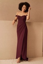 BHLDN Rossi Crepe Maxi Dress Wine Size 12 NWT Bridal Wedding Formal Anthro