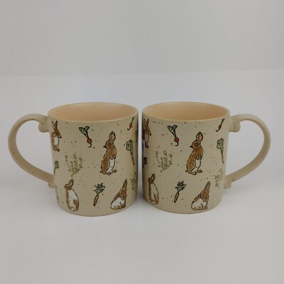 Set of 2 ELI + ANA Easter Bunny Rabbit Rabbits Mugs 21 oz Spring Coffee Tea Cup