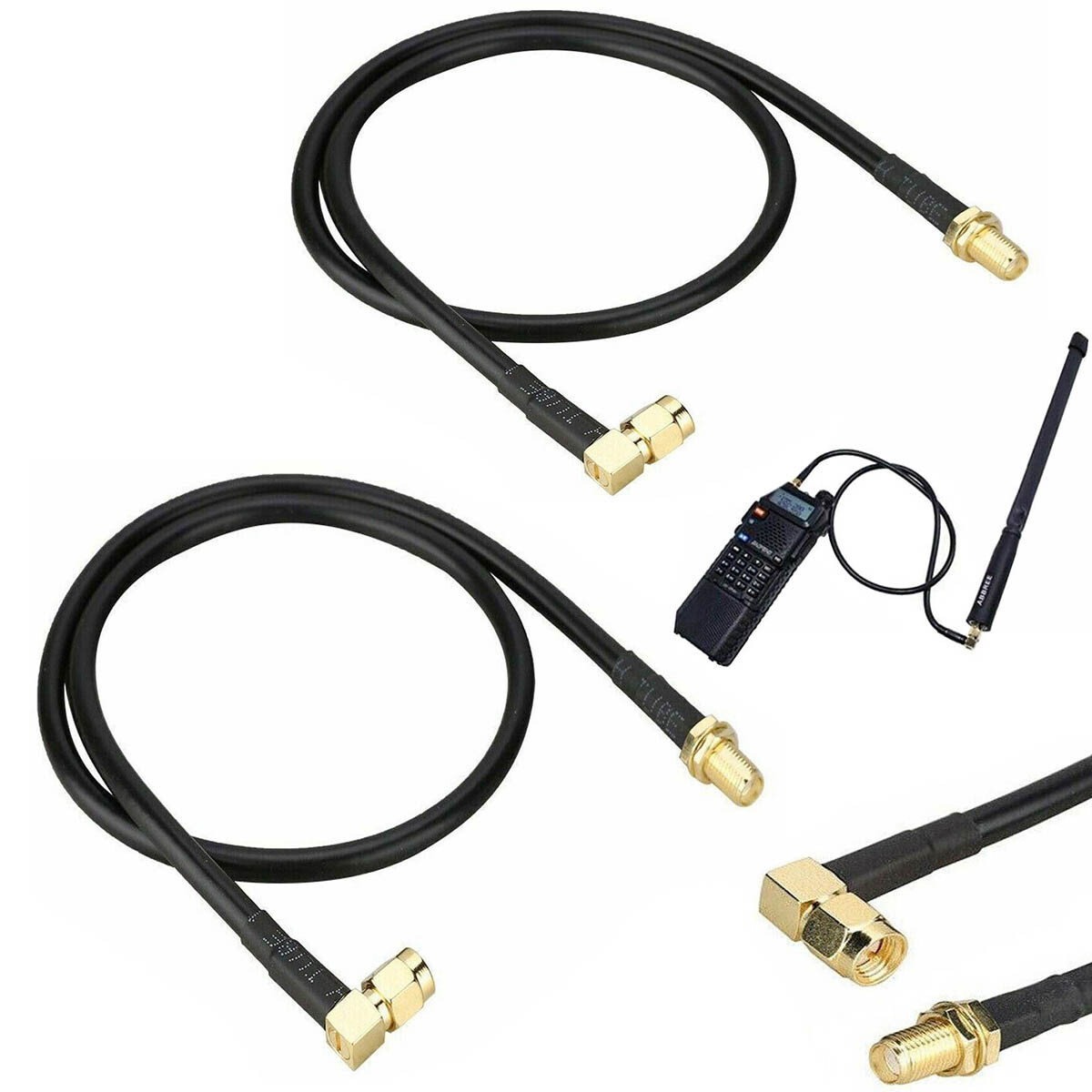 2X Antenna SMA-Female Extend Cable for Baofeng UV-5R UV-82 UV-9R Walkie Talkie