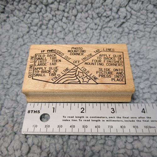 Vintage 1996 JD impressions woodmounted rubber stamp large star corners - Picture 4 of 5