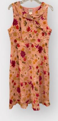 Talbots Dress Girls 18 Floral Coral Red Ruffle Occasion Summer Beach Coastal