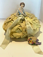 ANTIQUE  GERMAN PORCELAIN PIN CUSHION HALF DOLL~MARKED GERMANY #8838