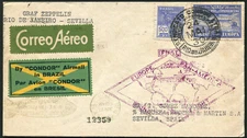Zeppelin 1930 LZ 127 Sieger 59C South America Flight Brazil Post to Lakehurst