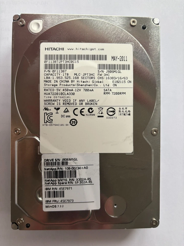 Hitachi HUA722010CLAA330 1TB 1000GB 3,5zoll 7200UPM SATA 512byte