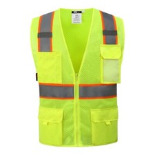 GREEN SAFETY VEST MESH FABRIC