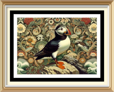 William Morris Wandteppich Muster Arts & Crafts Jugendstil Druck Tukan Vogel