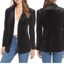 Leith Black Velour Blazer Jacket With Draped Lapels Size Small