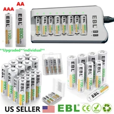 Lot EBL AAA AA Rechargeable Double A,Triple A Batteries Ni-MH ,  Charger W/ USB