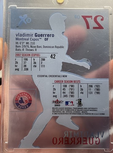 VLADIMIR GUERRERO 2003 EX E-X Essential Credentials Now #08/42 READ (damaged) - Picture 2 of 6