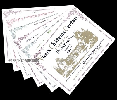 Set of 6 Plastic Coated Placemats French Wine Labels - Made in France