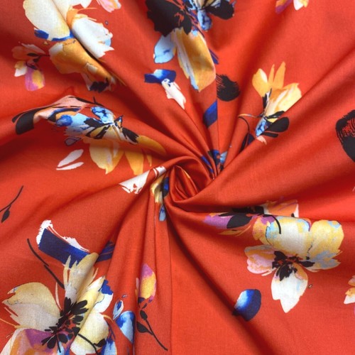 Polyester Popline Fabric Floral Printed 2 Way Stretch 55" Wide Sold By Unit - Picture 3 of 20
