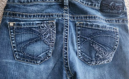 Pantalones de mezclilla plateados para mujer Frankie Low Rise talla 29 X 33 - Imagen 6 de 9