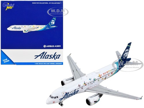AIRBUS A320 AIRCRAFT ALASKA AIRLINES - PRIDE 1/400 DIECAST BY GEMINIJETS GJ2042