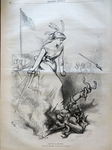 Uncle Sam Minute Man Nast art Indian Trading Harper's Reconstruction 1876 issue - Picture 4 of 10