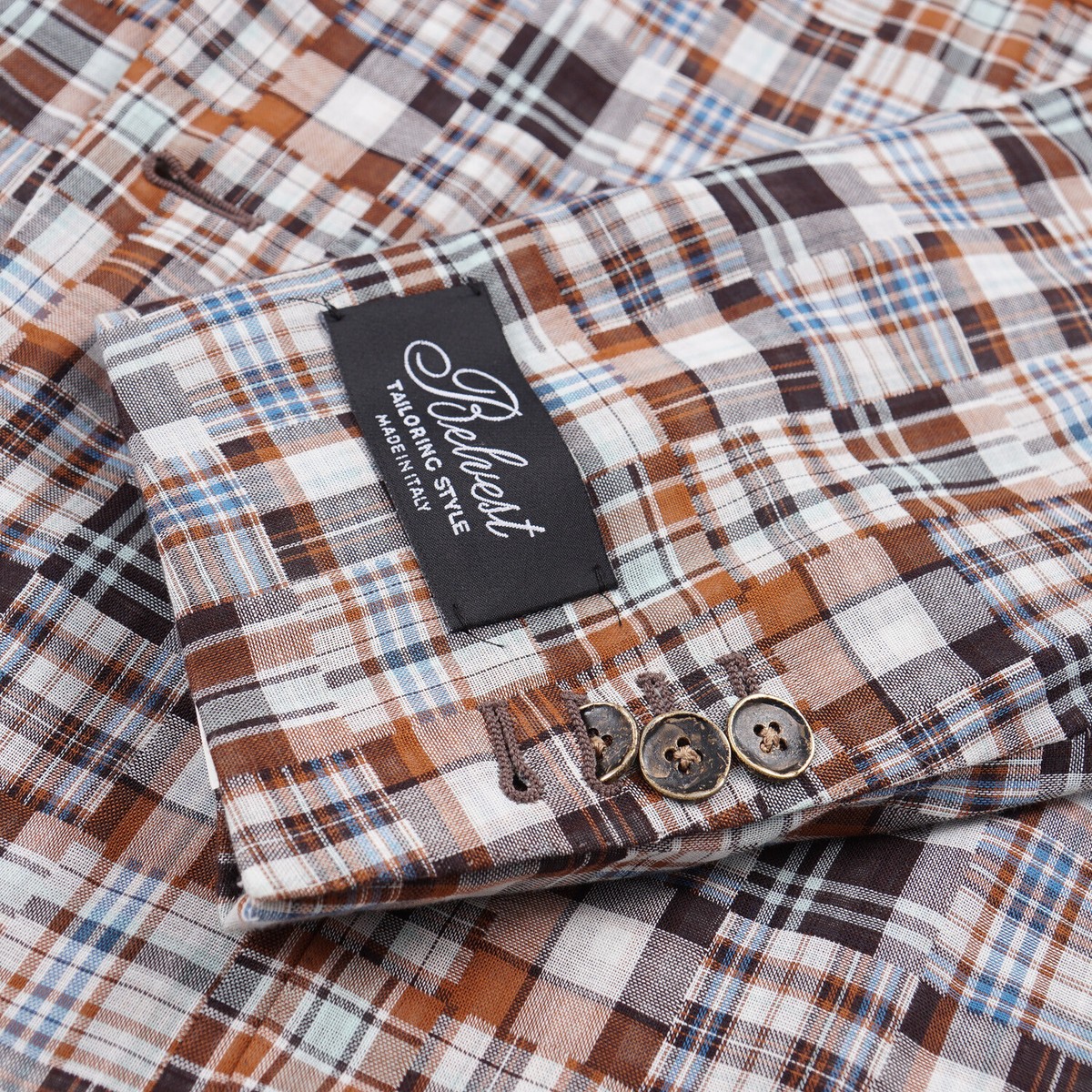 Belvest Patchwork Plaid Cotton Sport Coat 40R (Eu 50) Jacket in 